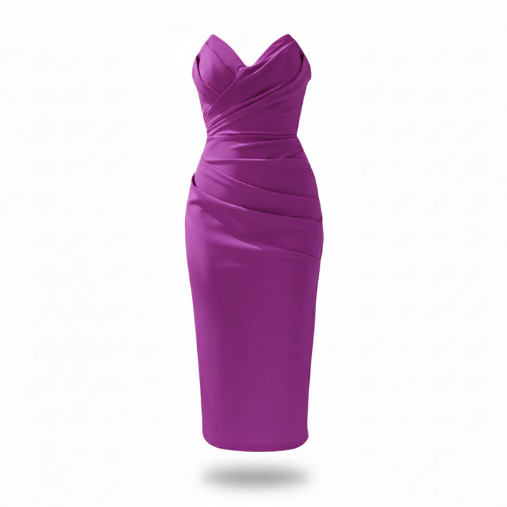 Women Strapless Bodycon Midi Dress Artisio