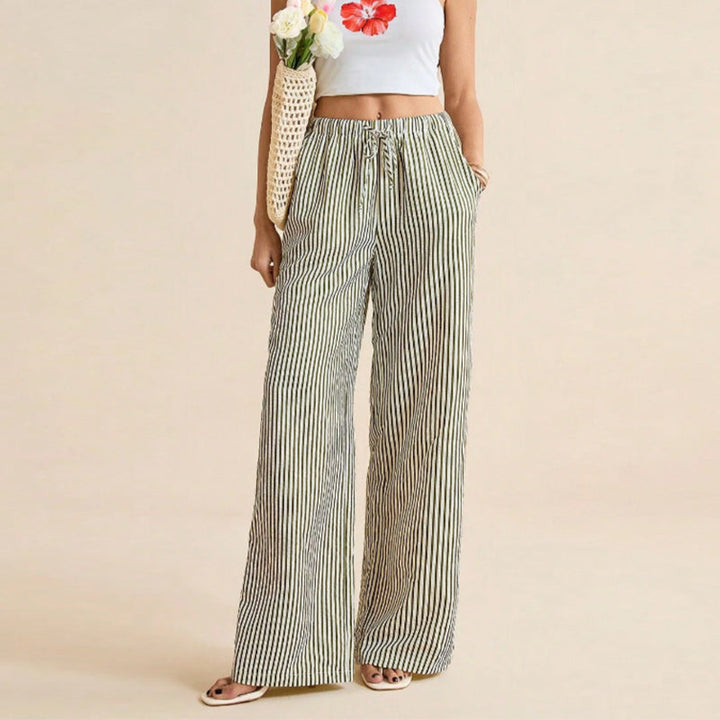 Women Striped Wide Leg Pants Artisio