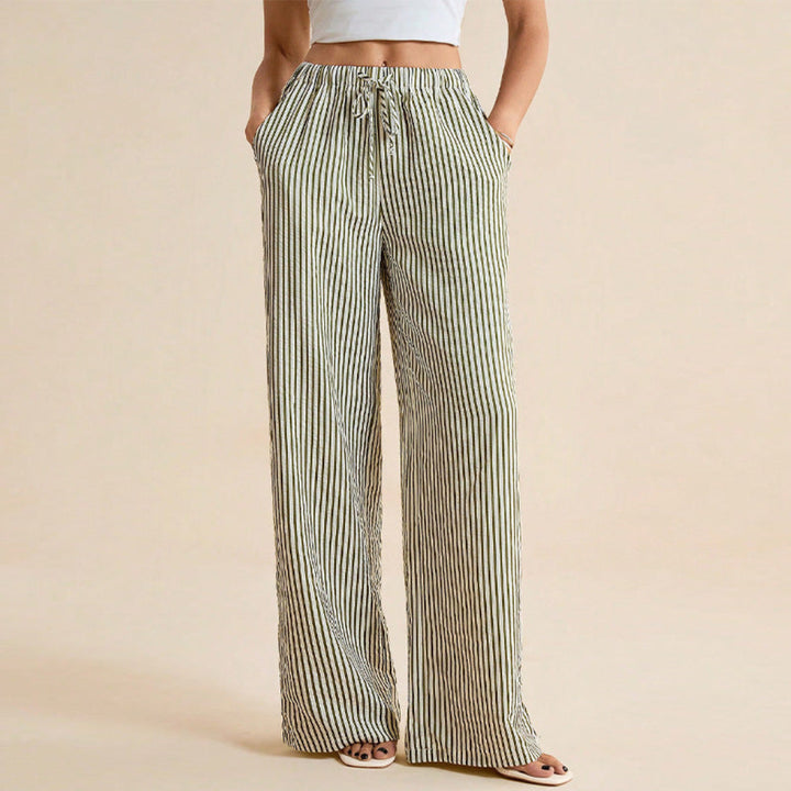 Women Striped Wide Leg Pants Artisio