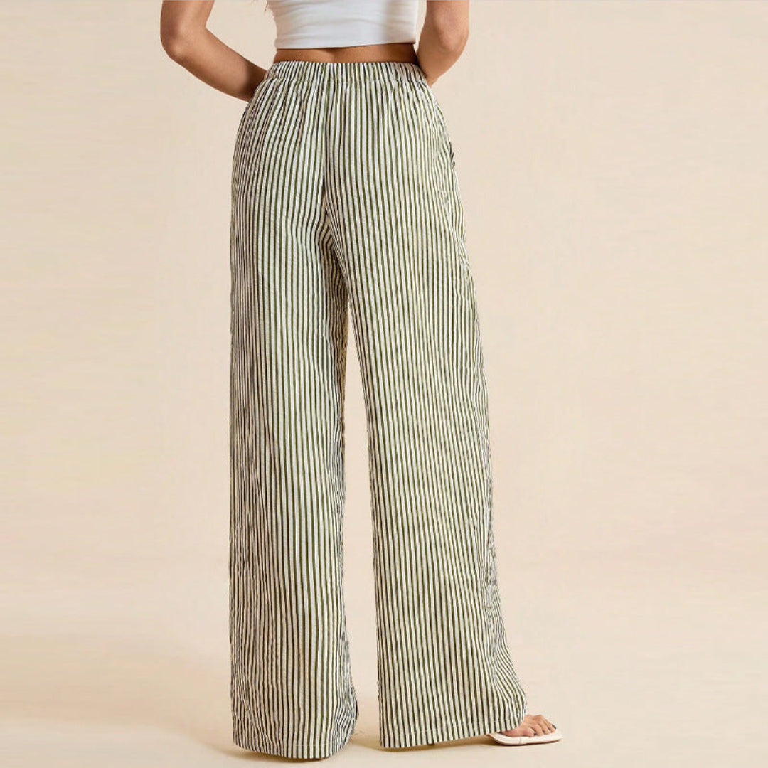 Women Striped Wide Leg Pants Artisio