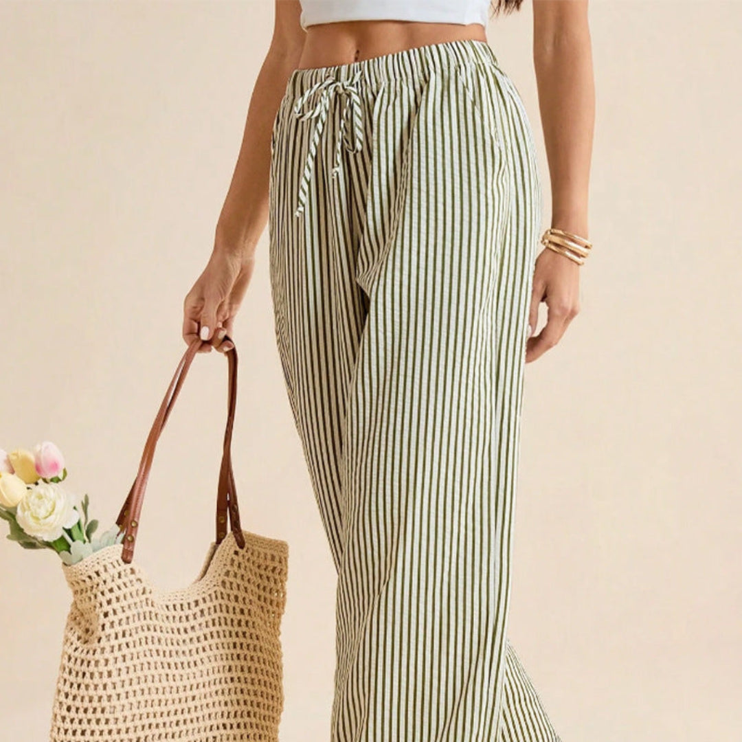 Women Striped Wide Leg Pants Artisio