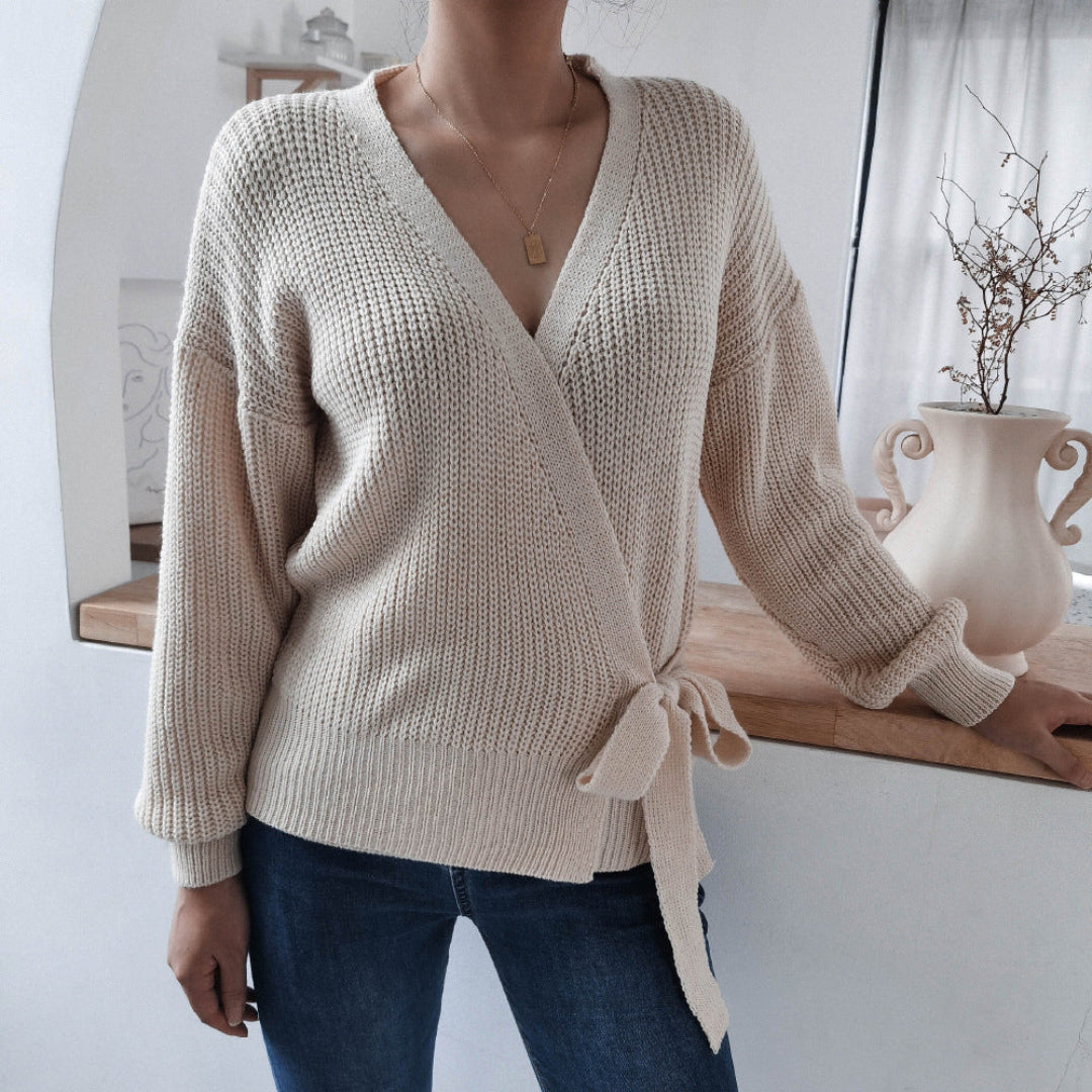 Women Tie Waist Knit Sweater Artisio