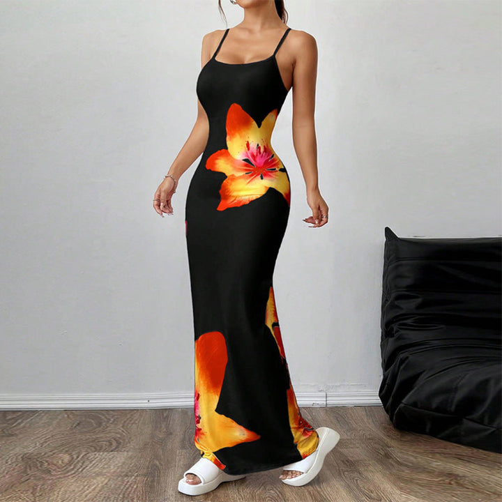 Women Tropical Flower Maxi Dress Artisio