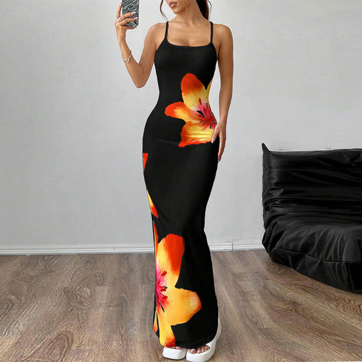 Women Tropical Flower Maxi Dress Artisio