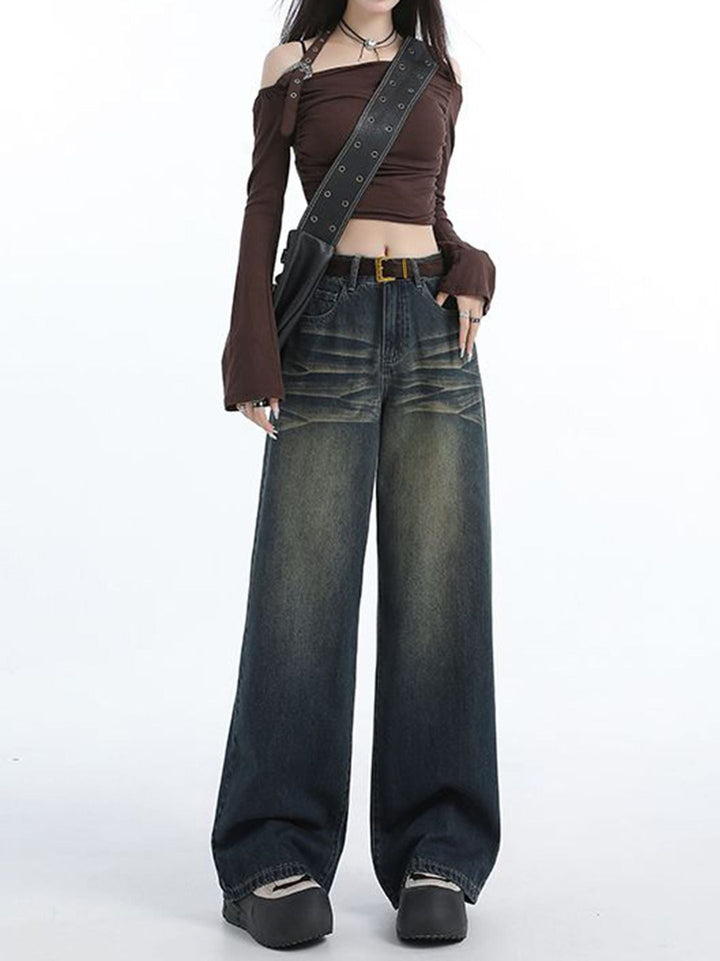 Artisio | Women Faded Dark Wide Jeans