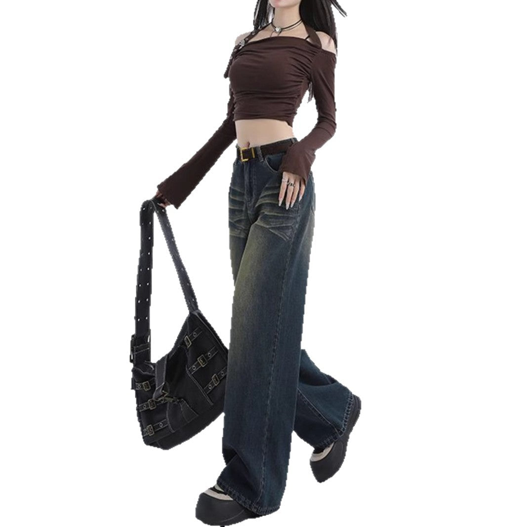 Artisio | Women Faded Dark Wide Jeans
