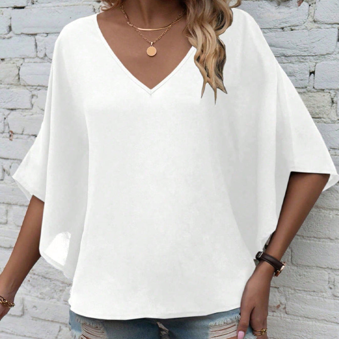 Women V Neck Batwing Blouse Artisio