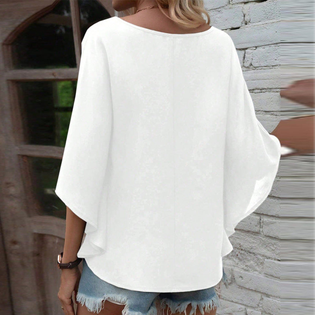Women V Neck Batwing Blouse Artisio