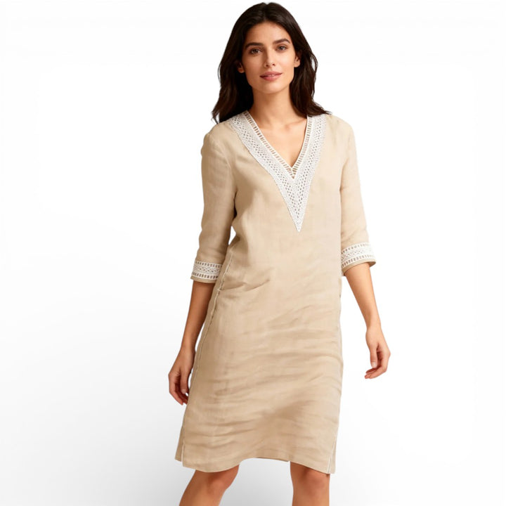 Women V Neck Tunic Dress Artisio