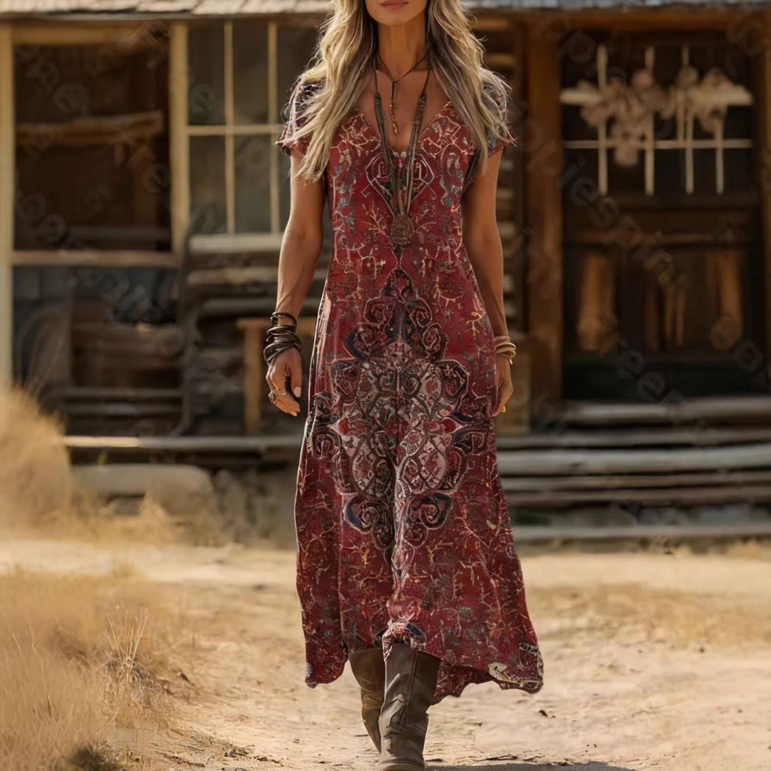 Women Vintage Ethnic Maxi Dress Artisio