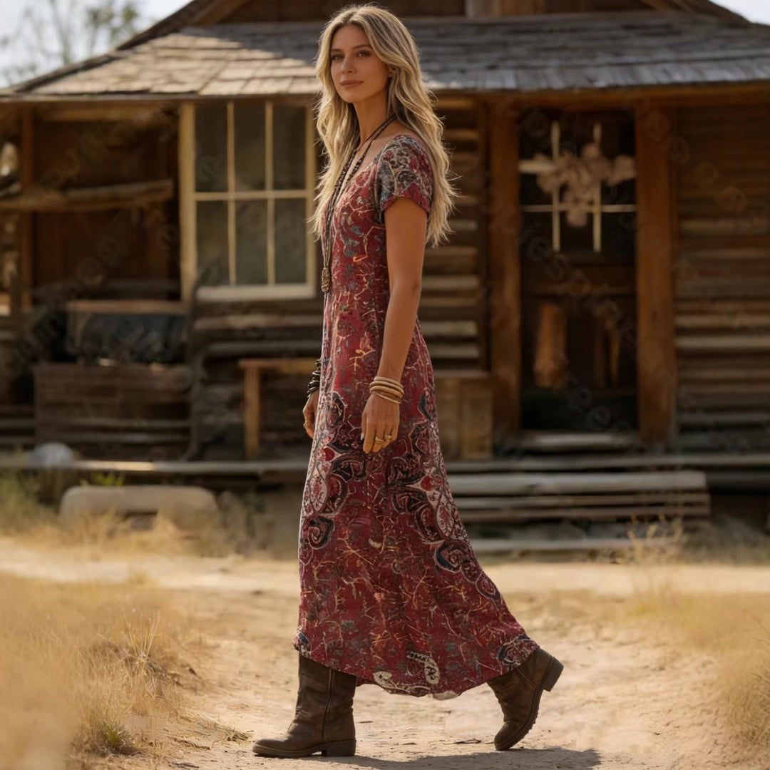 Women Vintage Ethnic Maxi Dress Artisio