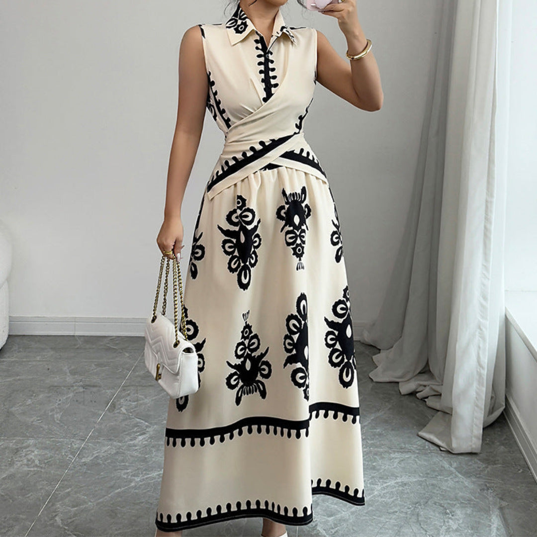 Women Vintage Pattern Maxi Dress Artisio