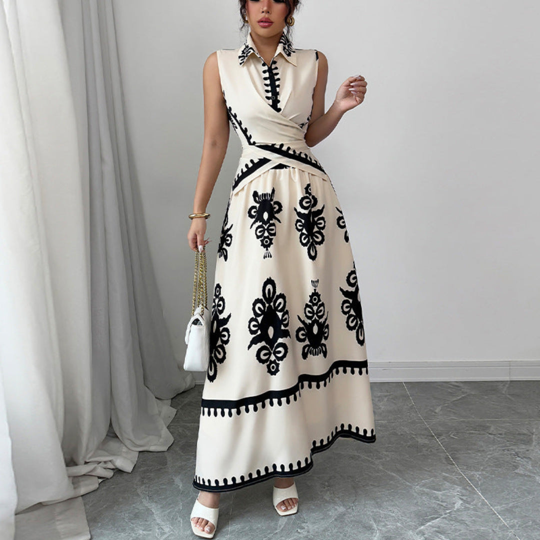 Women Vintage Pattern Maxi Dress Artisio