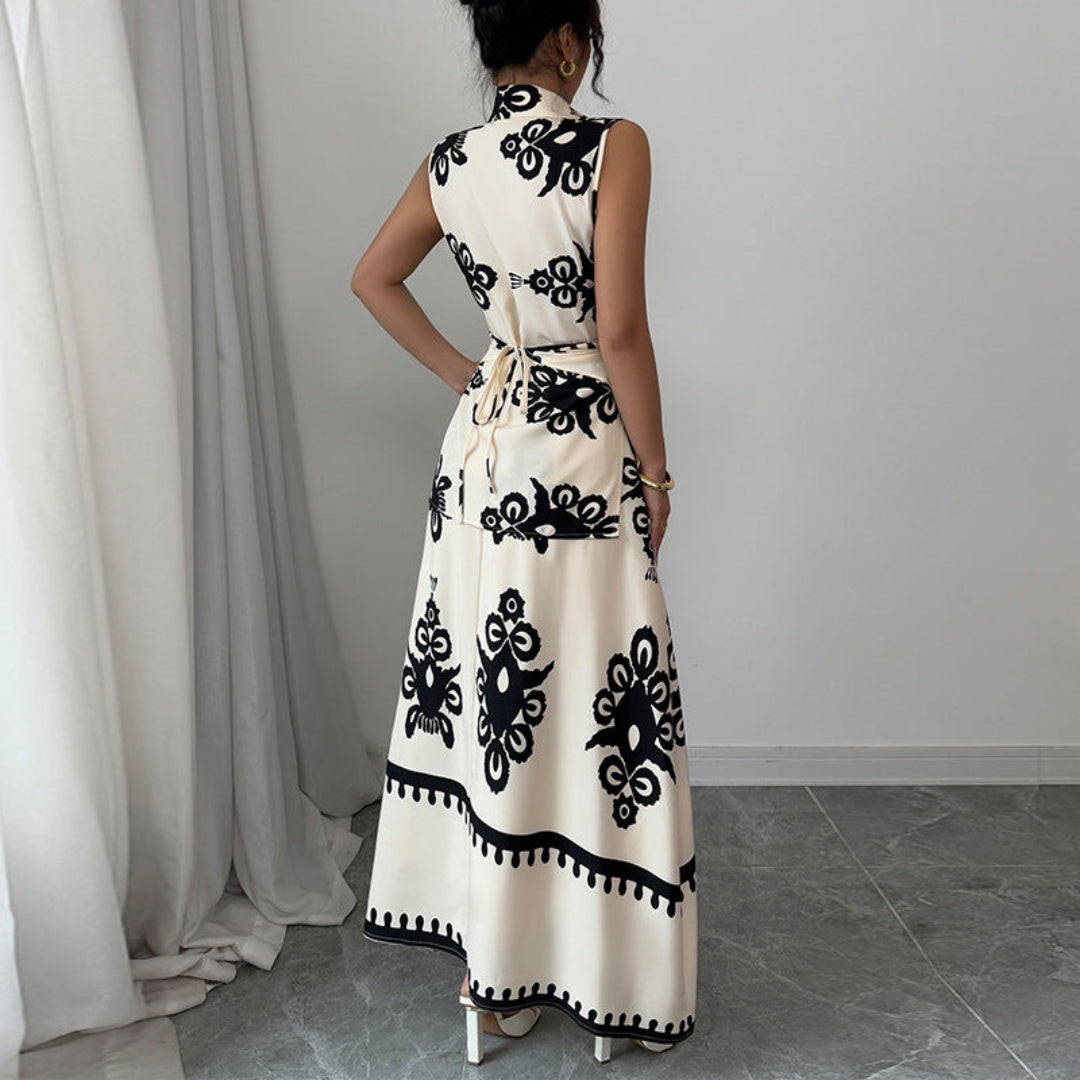 Women Vintage Pattern Maxi Dress Artisio