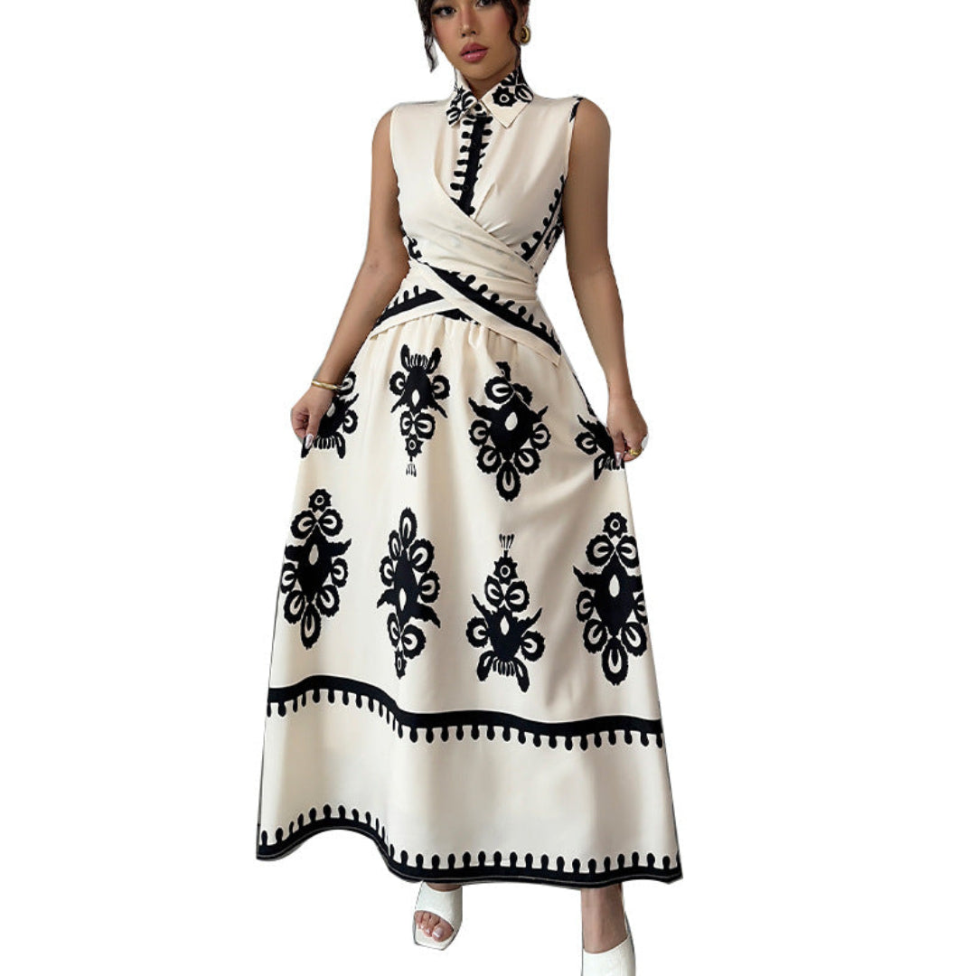 Women Vintage Pattern Maxi Dress Artisio