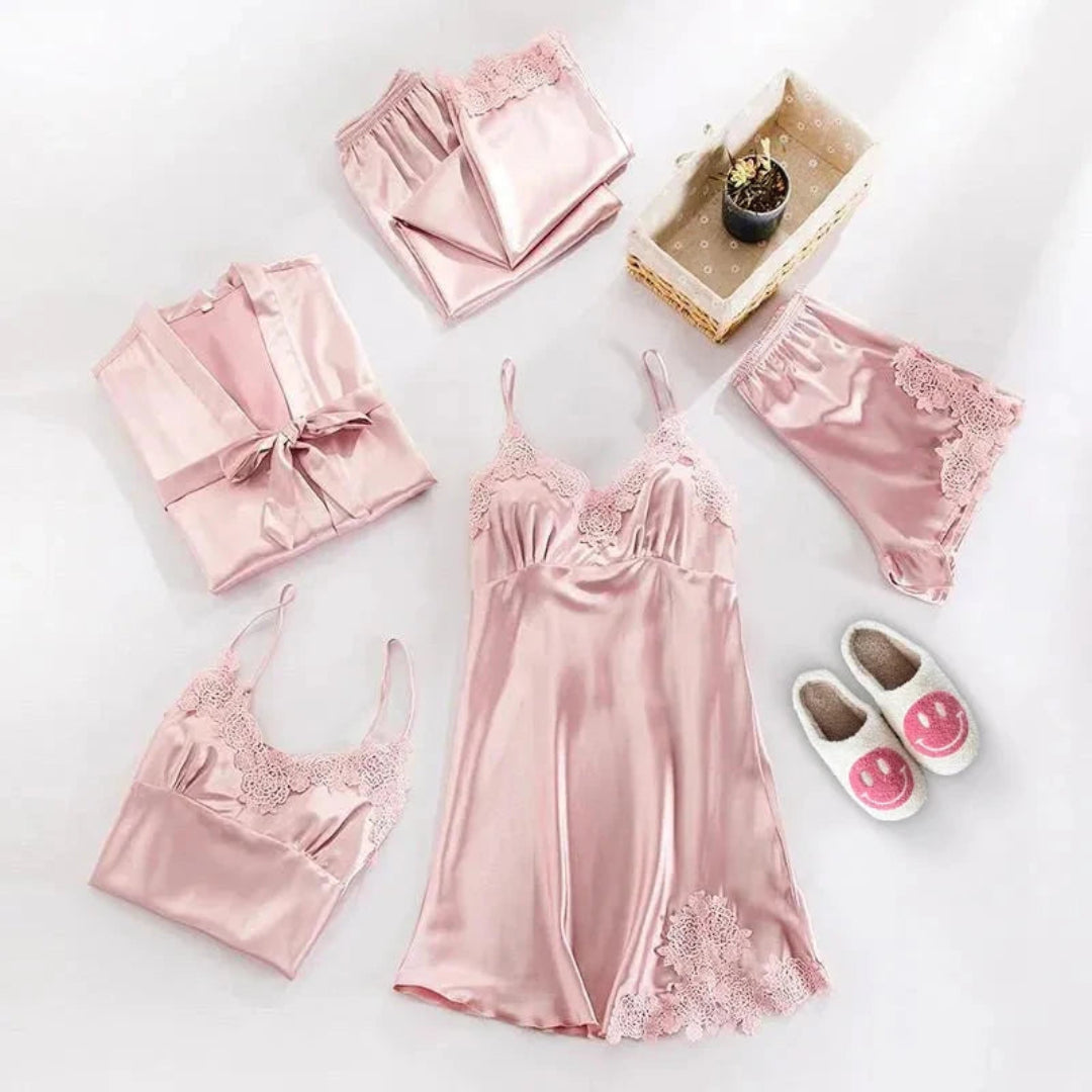 Women’s 5-Piece Satin Pajama Set Artisio