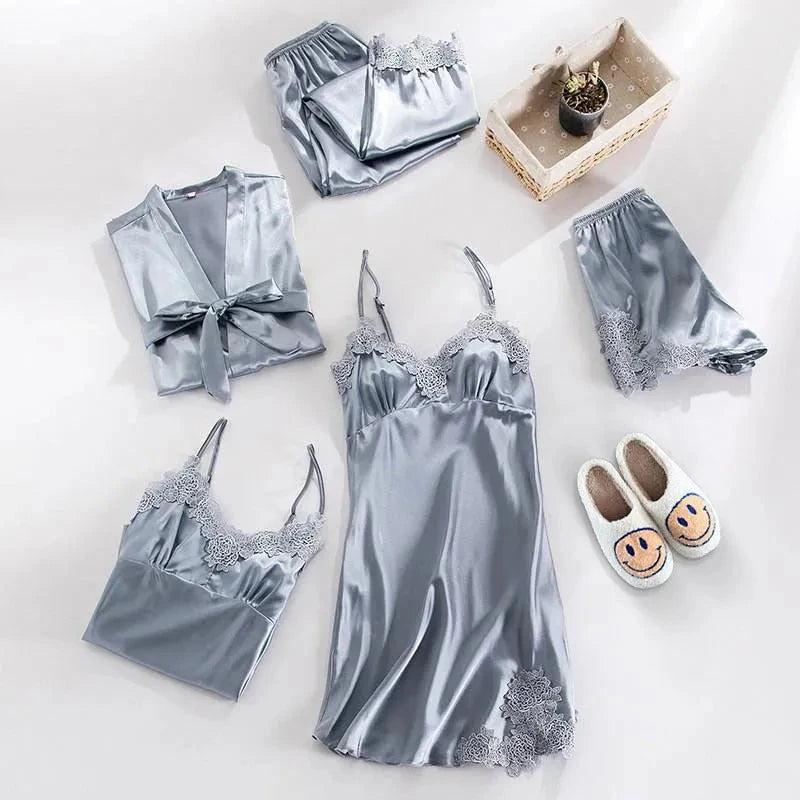 Women’s 5-Piece Satin Pajama Set Artisio