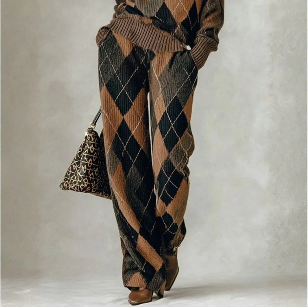 Women’s Argyle Pattern Knit Pants Artisio
