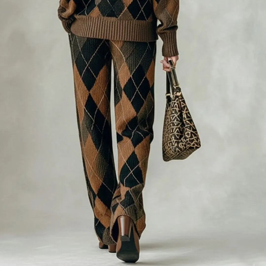 Women’s Argyle Pattern Knit Pants Artisio