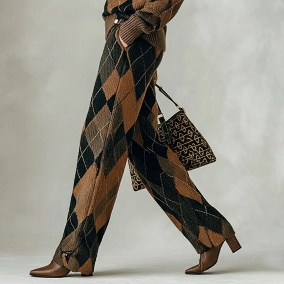 Women’s Argyle Pattern Knit Pants Artisio