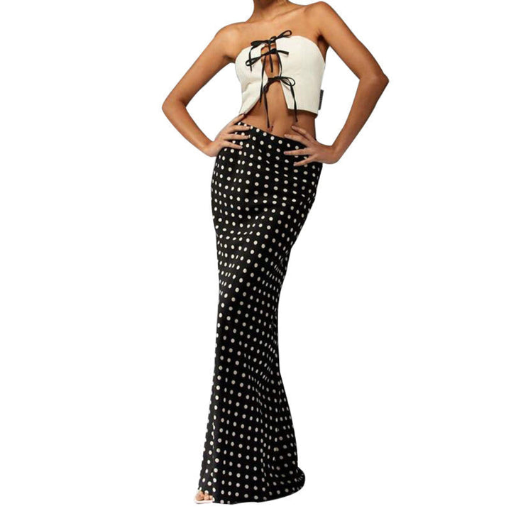 Women Chic Polka Dot Maxi Skirt Artisio