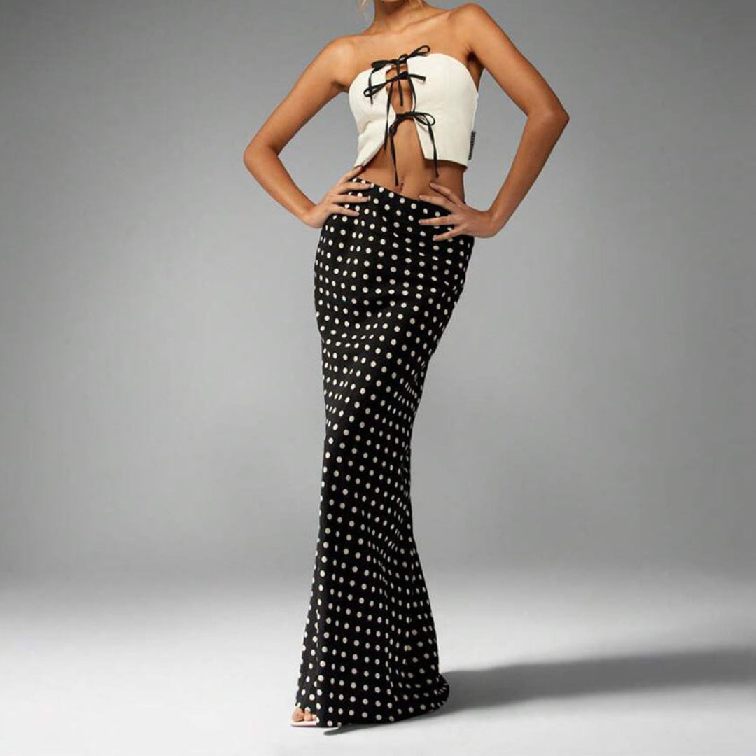 Women Chic Polka Dot Maxi Skirt Artisio