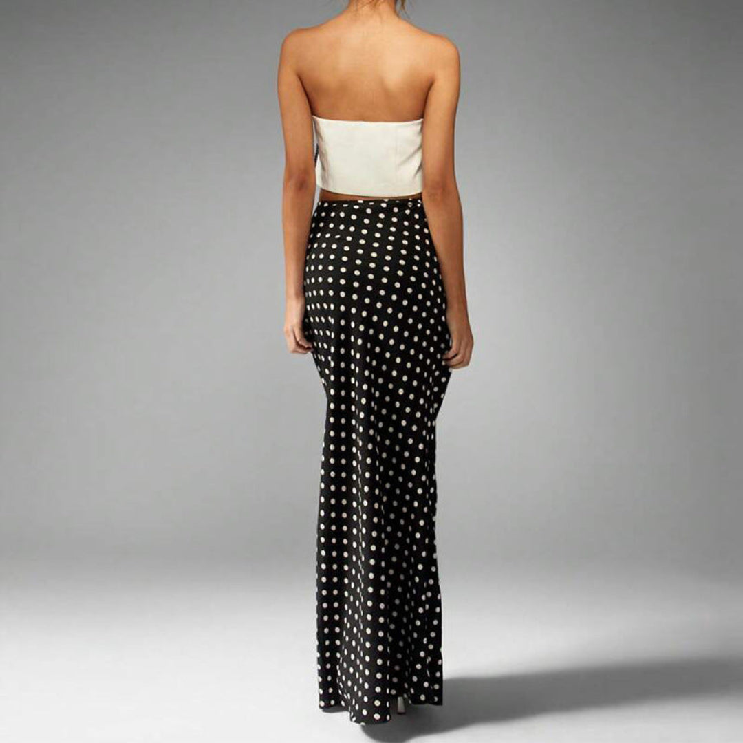 Women Chic Polka Dot Maxi Skirt Artisio