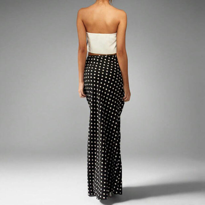 Women Chic Polka Dot Maxi Skirt Artisio