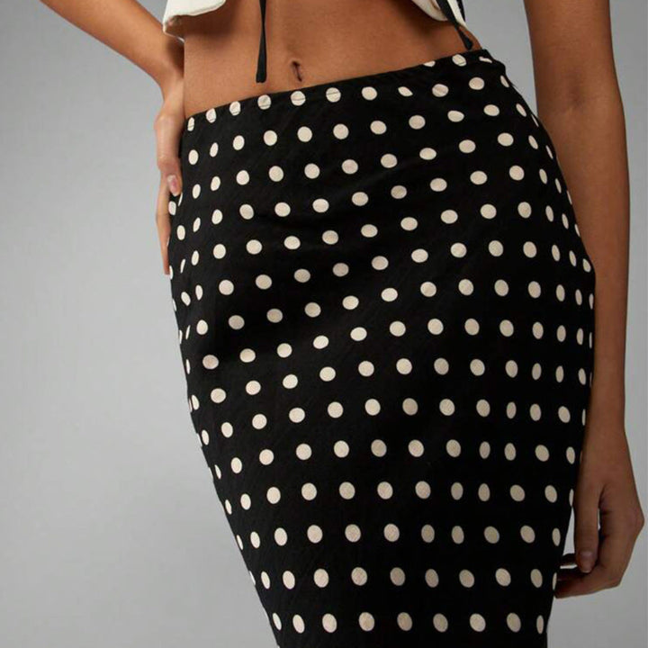 Women Chic Polka Dot Maxi Skirt Artisio