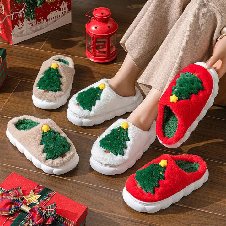 Noelle Women's Christmas Tree Plush Indoor Slippers Artisio