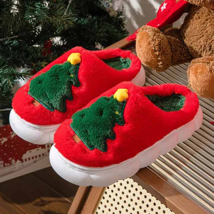 Noelle Women's Christmas Tree Plush Indoor Slippers Artisio