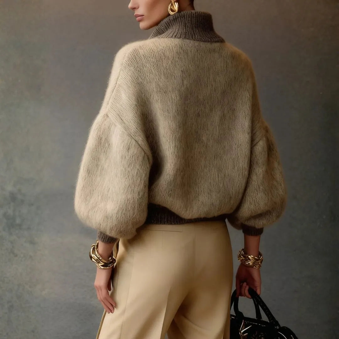 Women’s Colorblock Zip-Up Mock Raglan Sweater Artisio