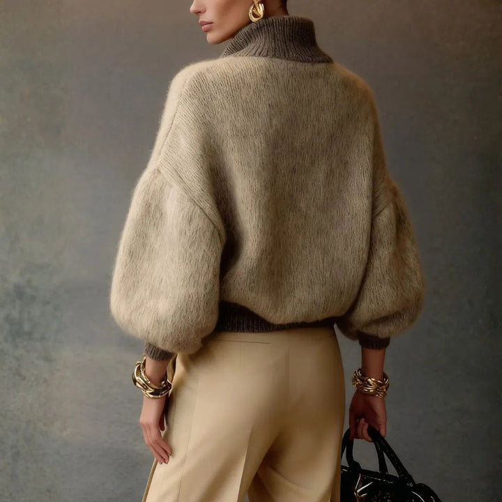 Women’s Colorblock Zip-Up Mock Raglan Sweater Artisio