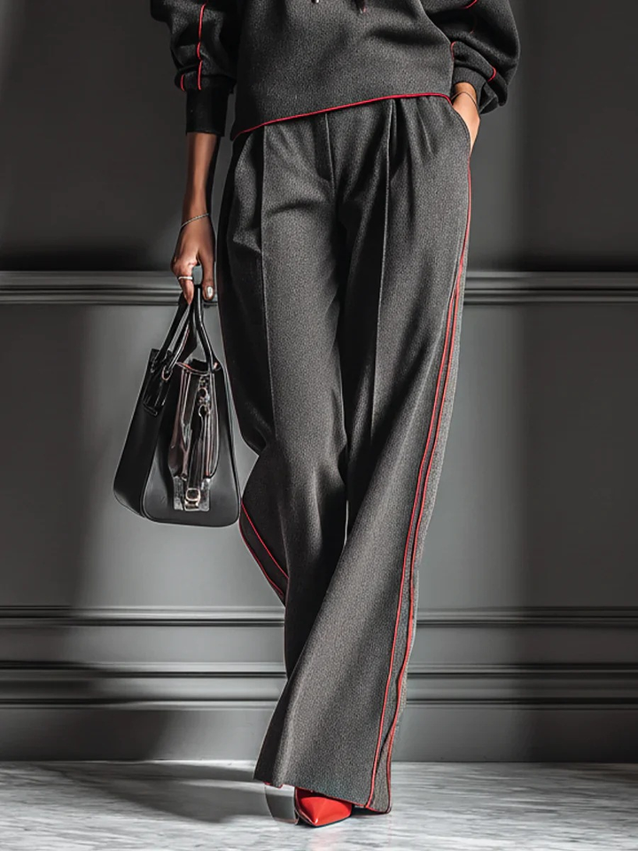 Women’s Contrast Piping Straight-Leg Set