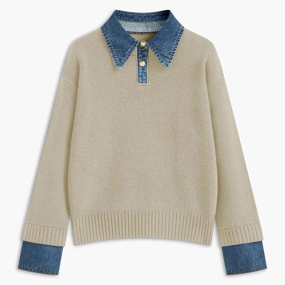 Women’s Denim Collar and Cuff Sweater Artisio