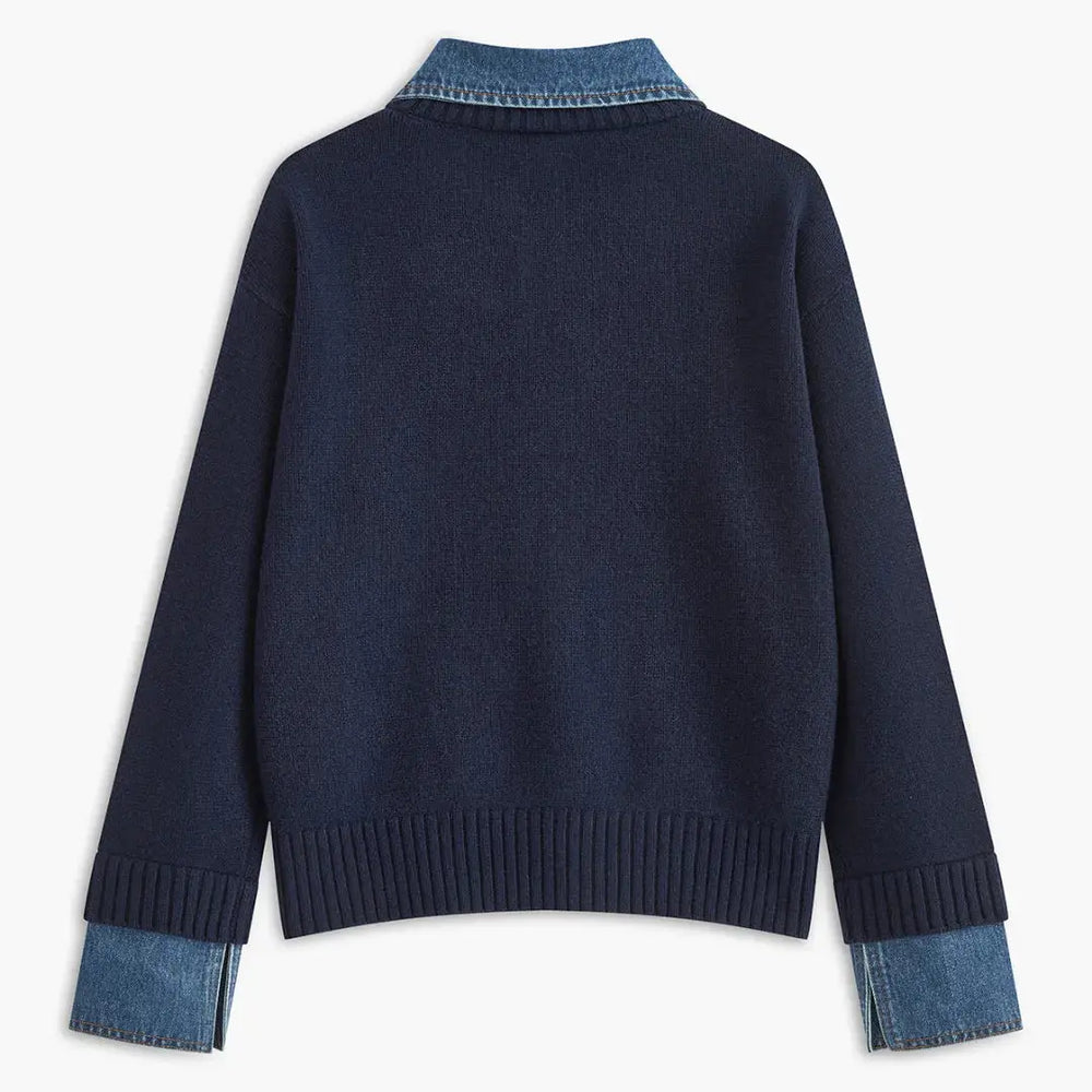 Women’s Denim Collar and Cuff Sweater Artisio