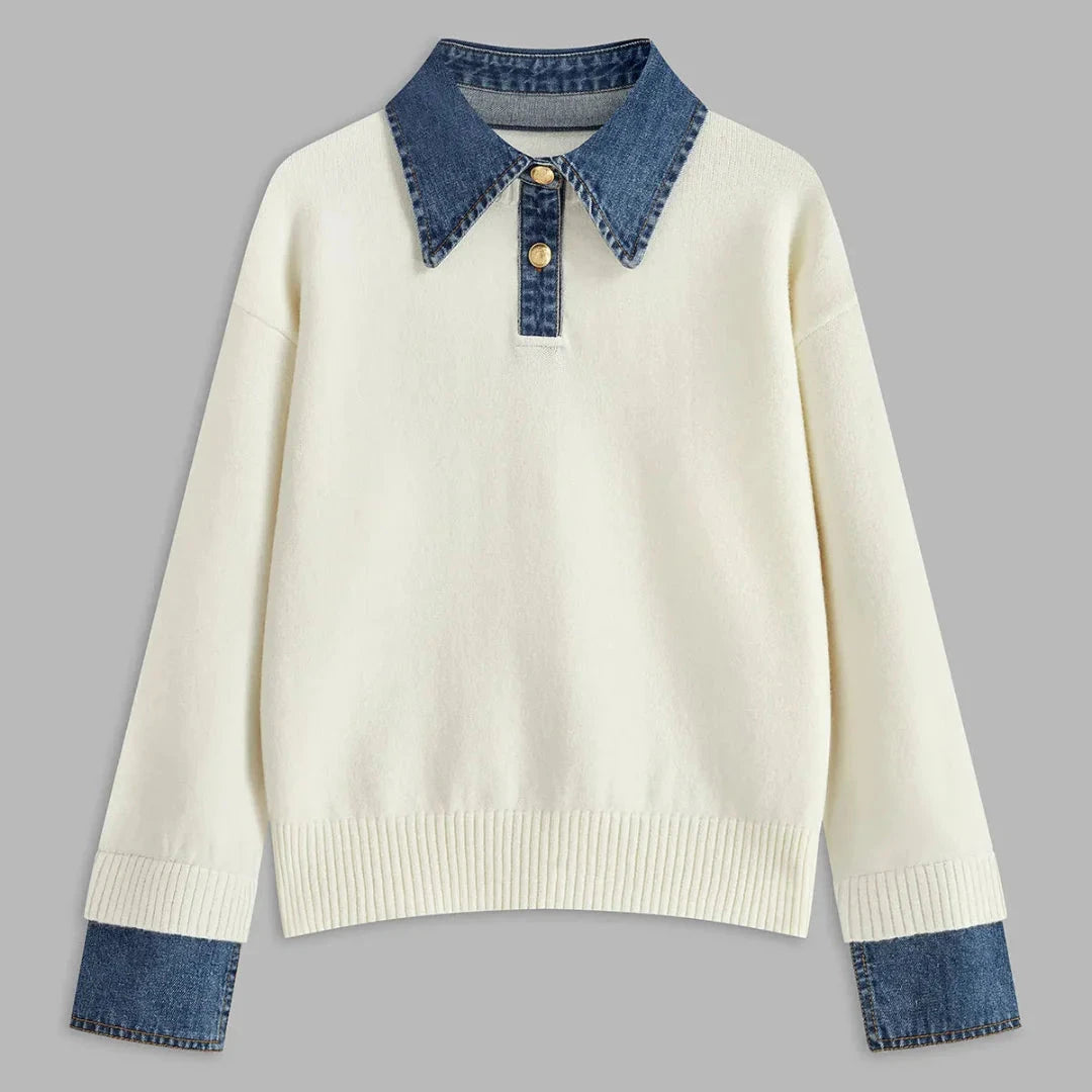 Women’s Denim Collar and Cuff Sweater