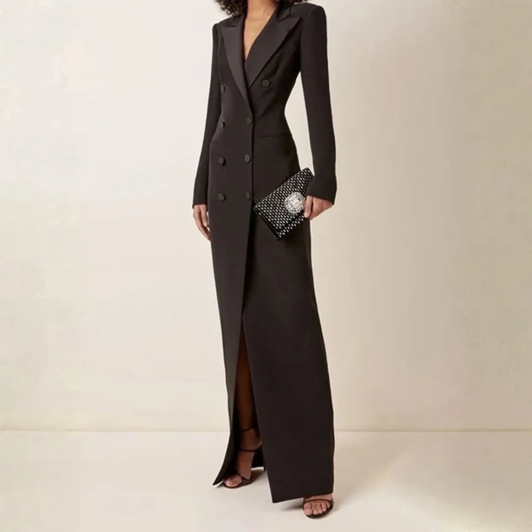 Women’s Double-Breasted Tuxedo Maxi Dress Artisio