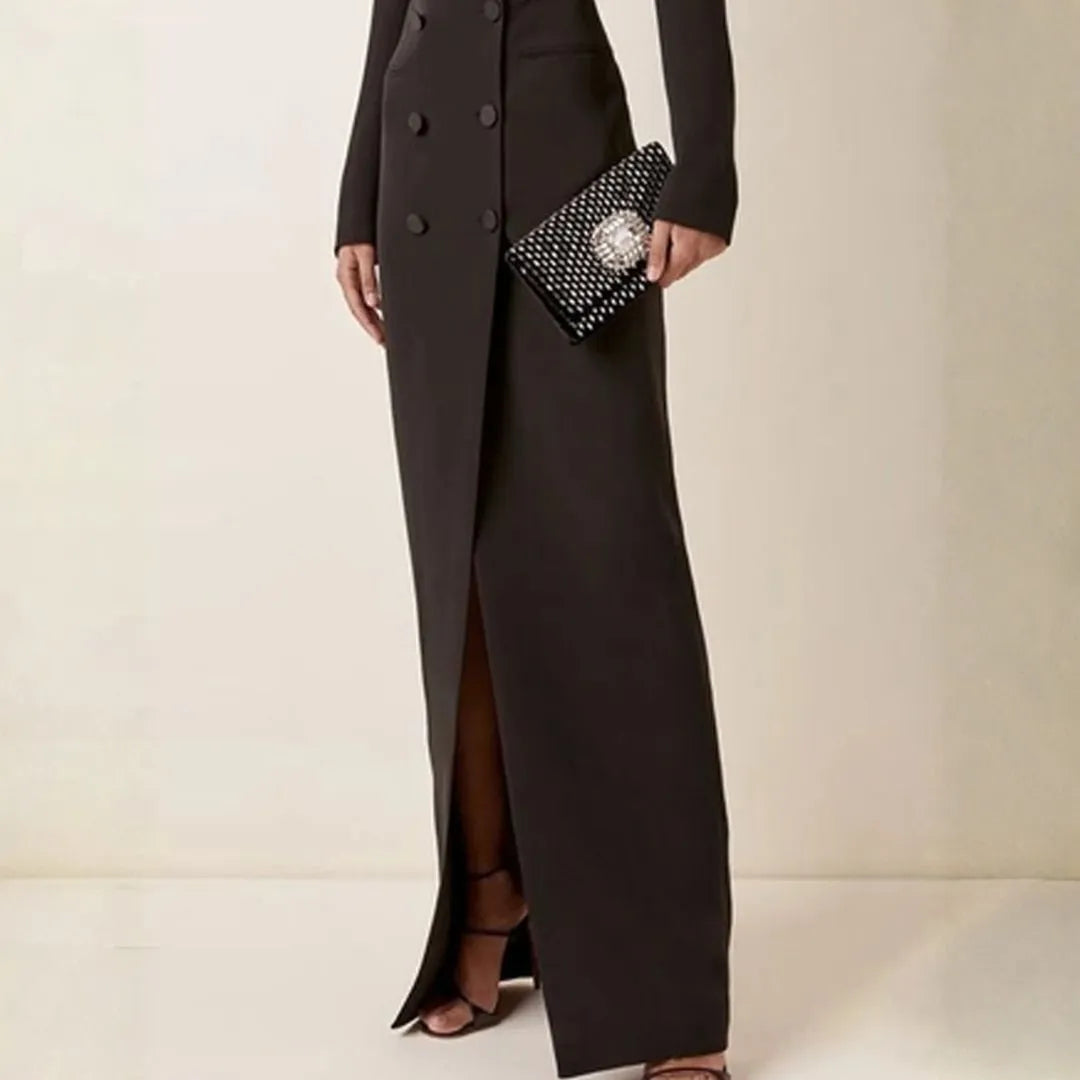 Women’s Double-Breasted Tuxedo Maxi Dress Artisio