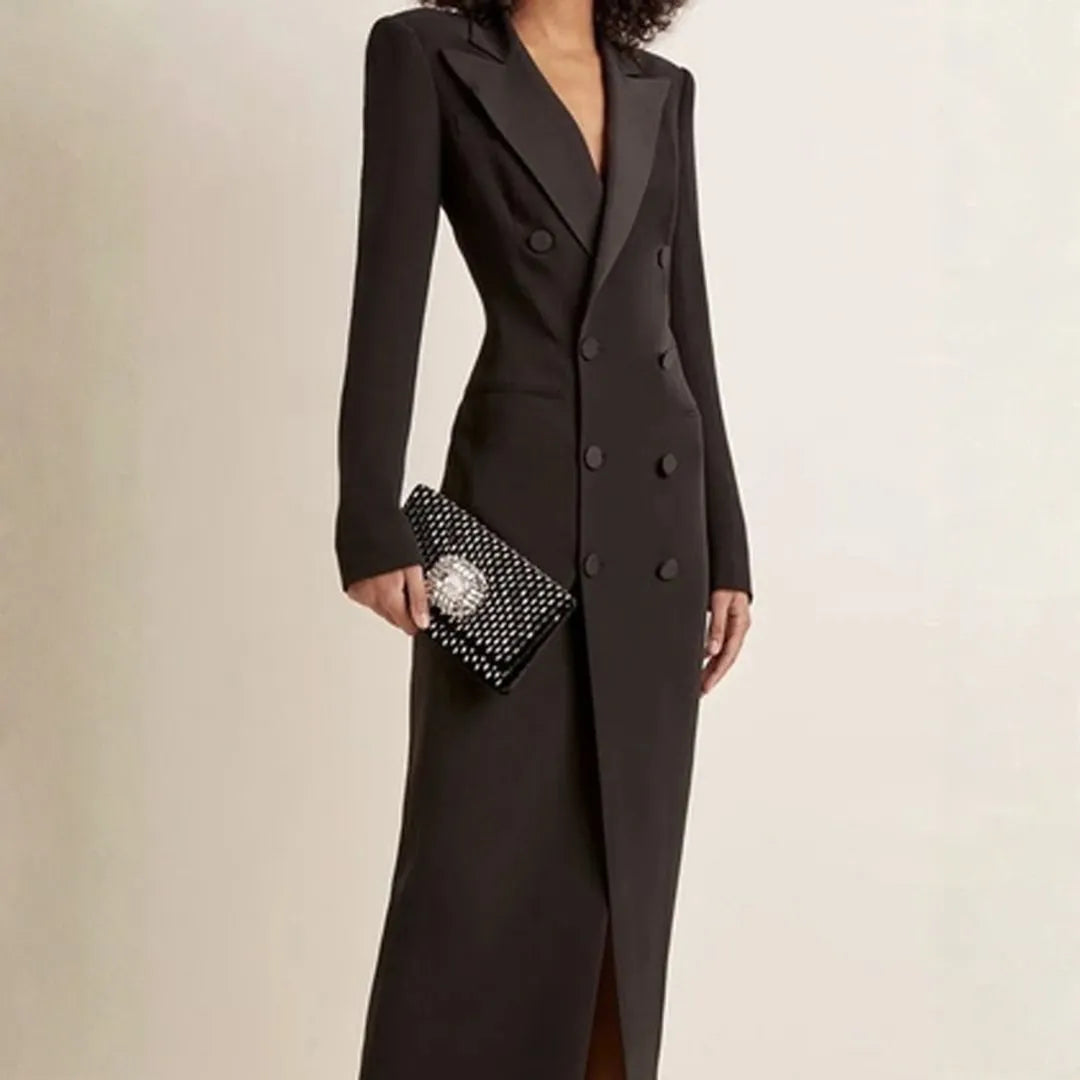 Women’s Double-Breasted Tuxedo Maxi Dress Artisio