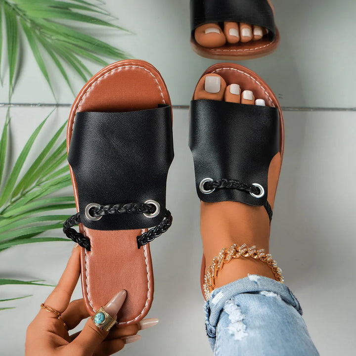 Capri Braided Strap Slip-On Sandals Artisio