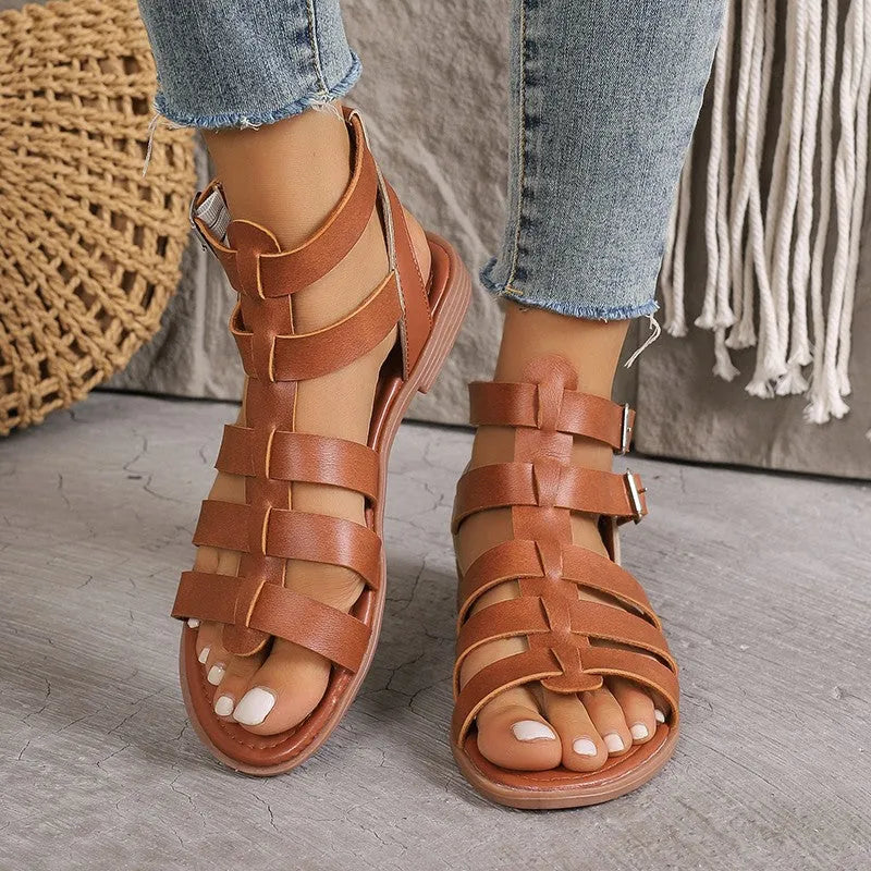 Aurelia Buckled Flat Sandals Artisio