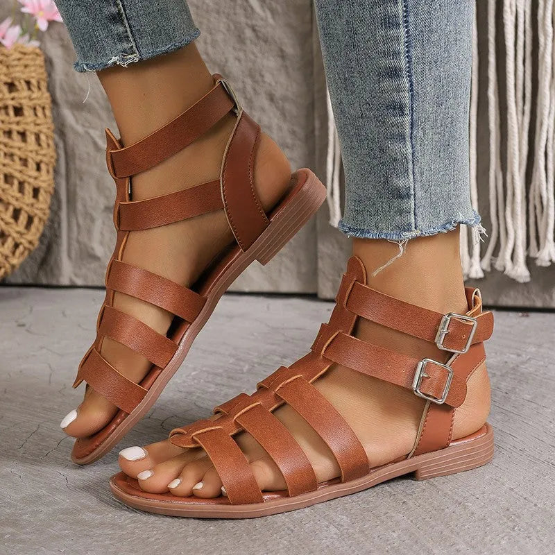 Aurelia Buckled Flat Sandals Artisio