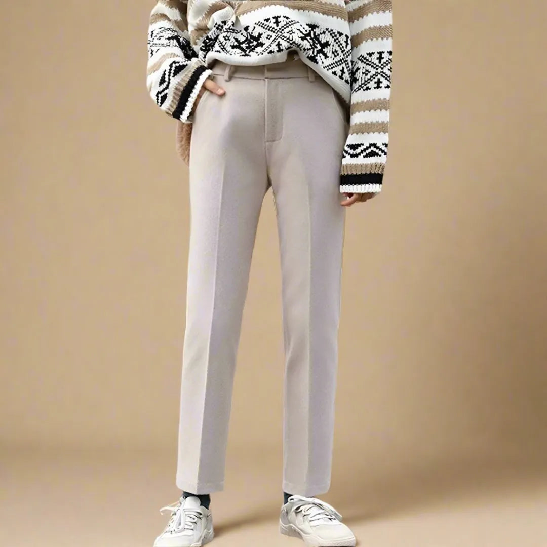 Women’s High-Waist Wool Straight-Leg Trousers Artisio