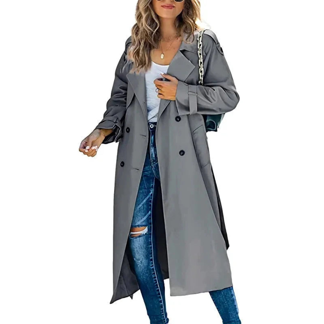 Women’s Long Double-Breasted Trench Coat