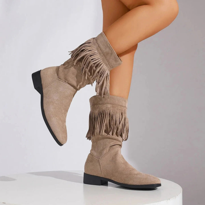 Women’s Mid-Calf Suede Fringe Boots