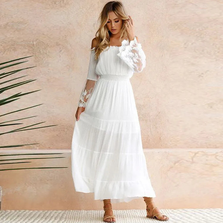 Celeste Off-Shoulder Lace Maxi Dress Artisio