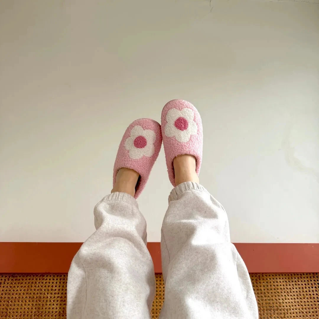 Women's Plush Flower Slippers Artisio
