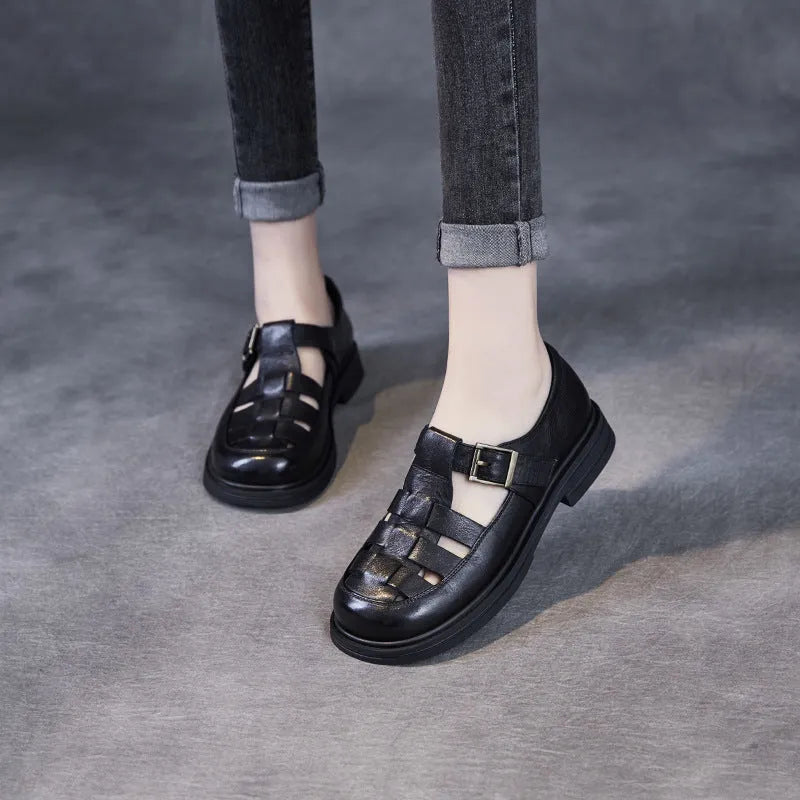 Lily Faux Leather Low-Heel Roman Sandals Artisio