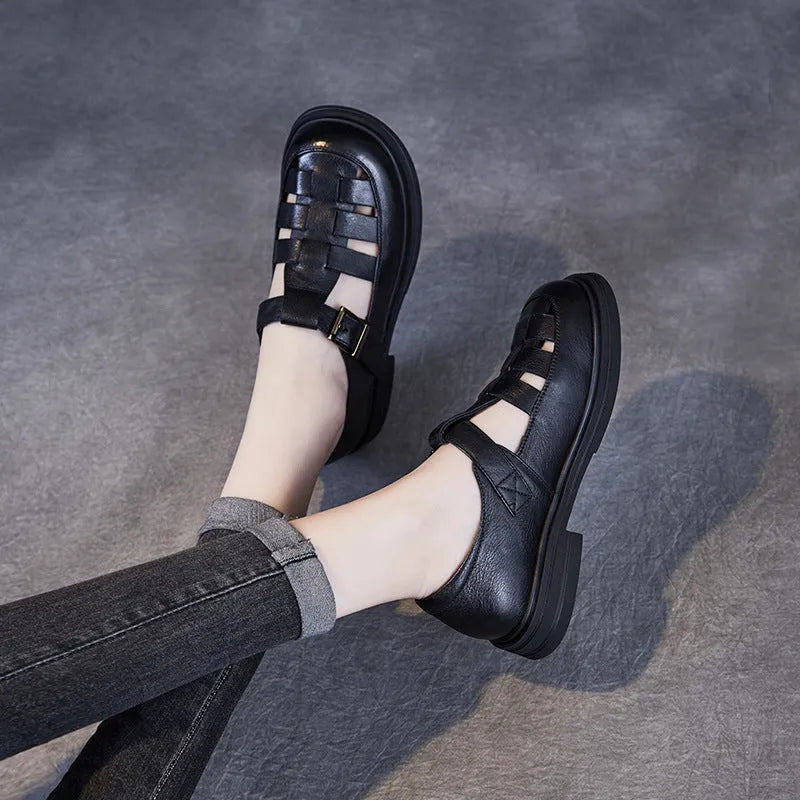 Lily Faux Leather Low-Heel Roman Sandals Artisio